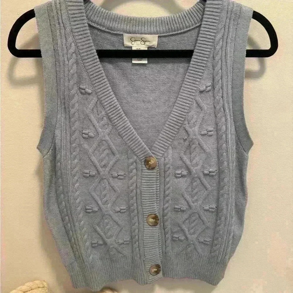 NWOT Blue Button-Up Sweater Vest - Picture 2 of 4
